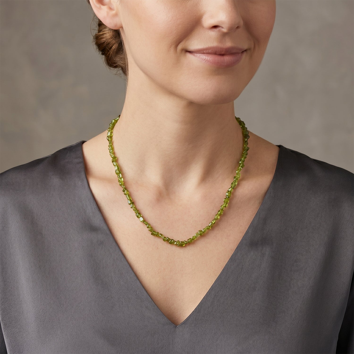 Natürliche Peridot Halskette, ca. 45 cm 316L Edelstahl ca. 90.00 ct