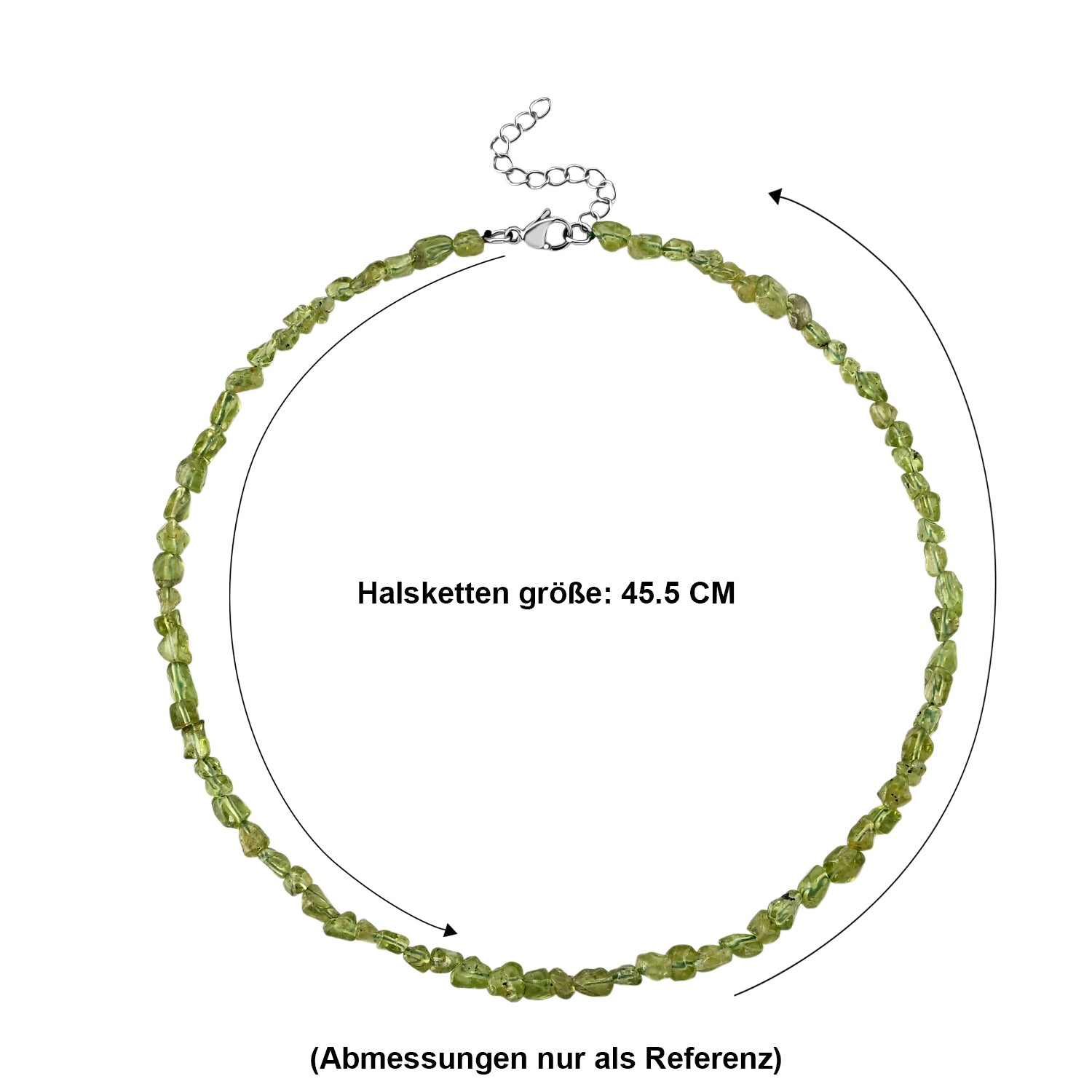 Natürliche Peridot Halskette, ca. 45 cm 316L Edelstahl ca. 90.00 ct