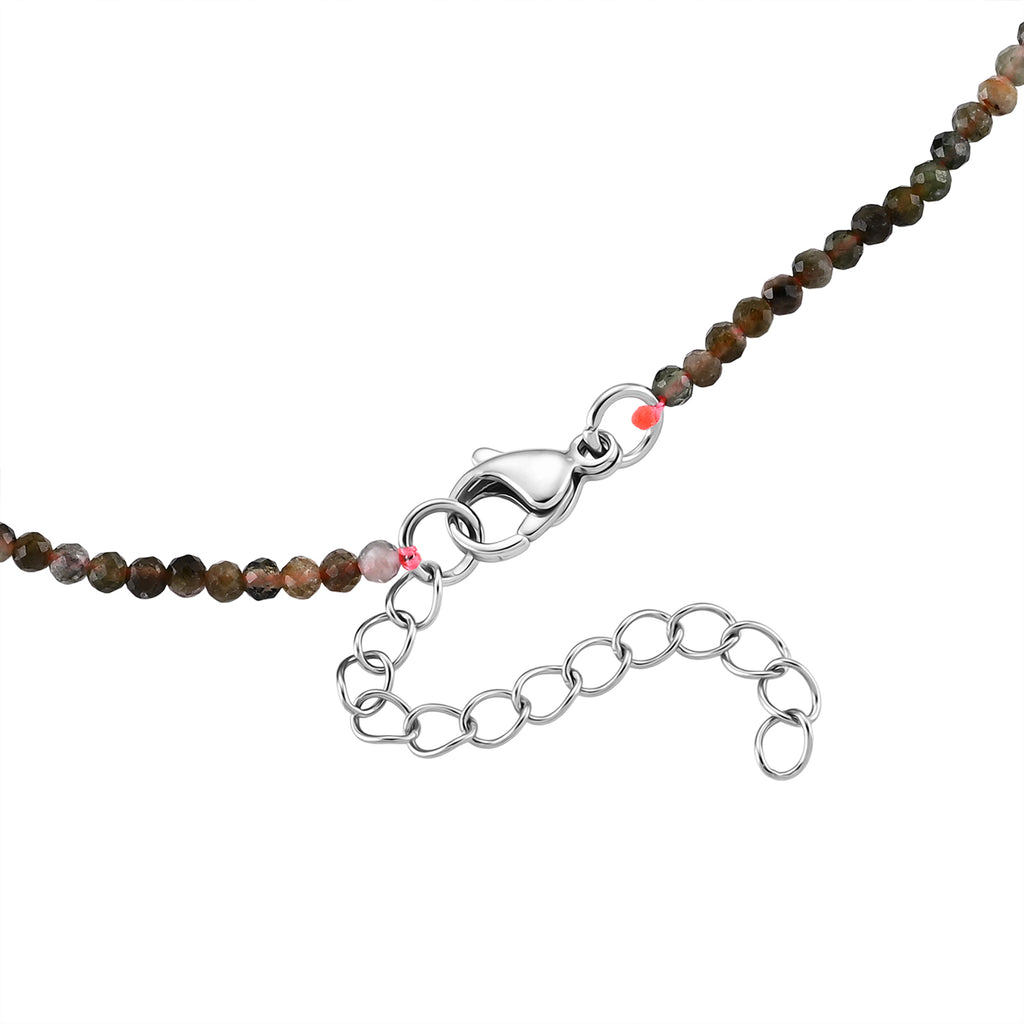 Mehrfarbige-Turmalin Halskette ca. 45 cm 316L Edelstahl ca. 20.00 ct