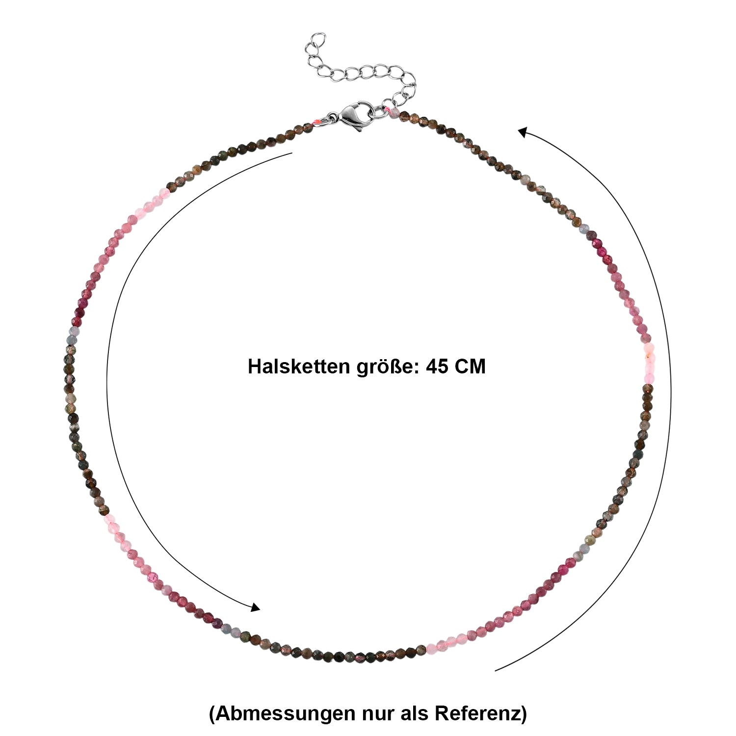Mehrfarbige-Turmalin Halskette ca. 45 cm 316L Edelstahl ca. 20.00 ct