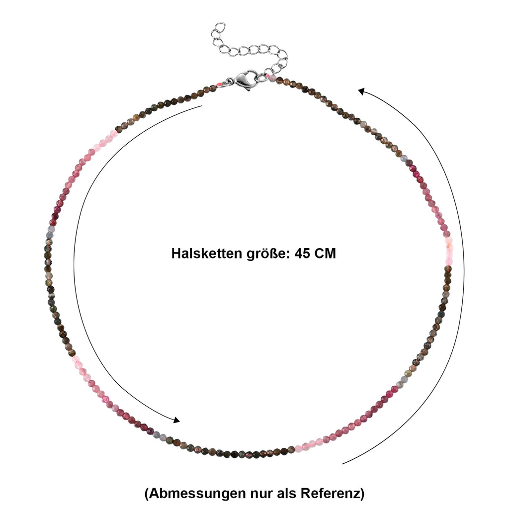 Mehrfarbige-Turmalin Halskette ca. 45 cm 316L Edelstahl ca. 20.00 ct
