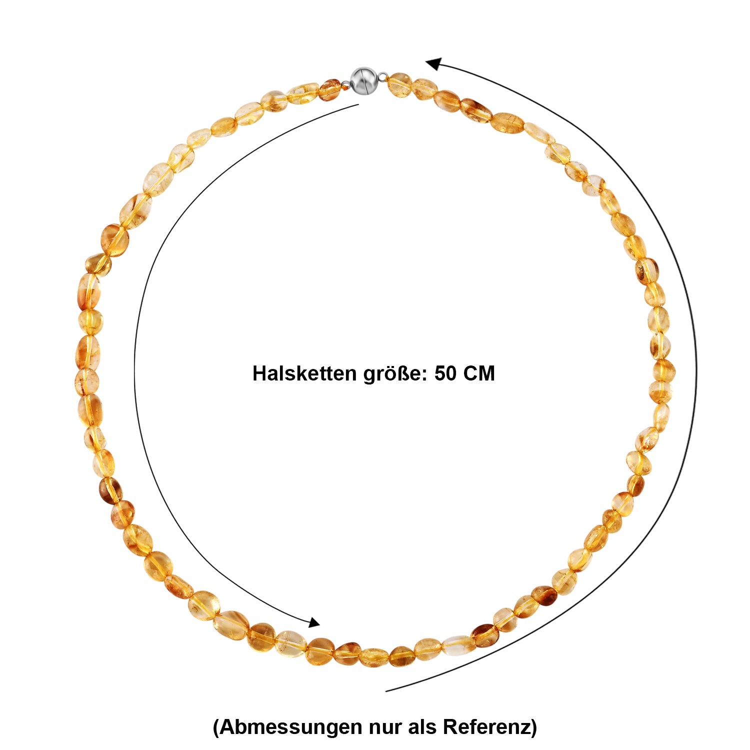 Citrin Halskette ca. 50 cm 316L Edelstahl ca. 115.00 ct