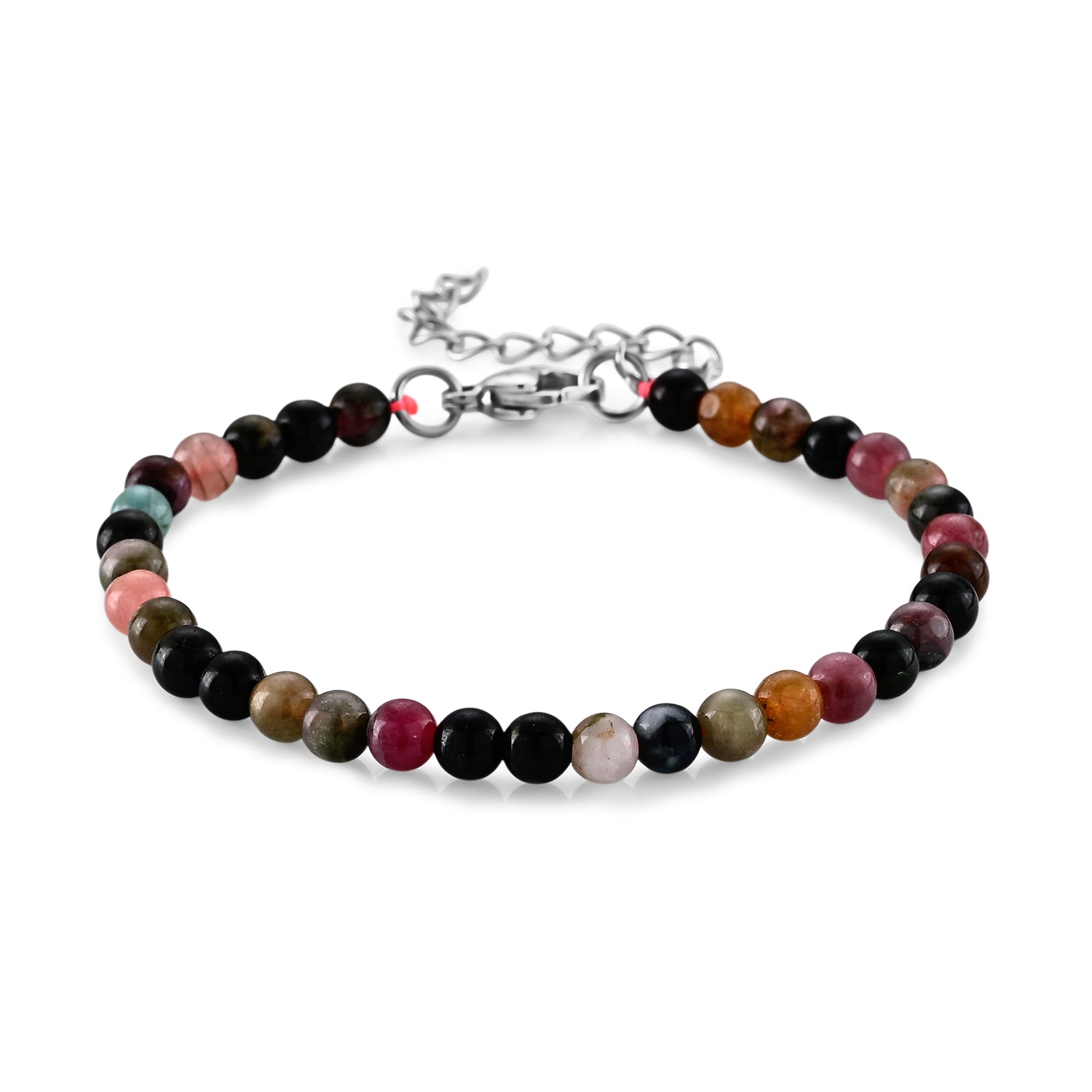 Mehrfarbiges-Turmalin Armband ca. 18 cm 316L Edelstahl ca. 30.00 ct