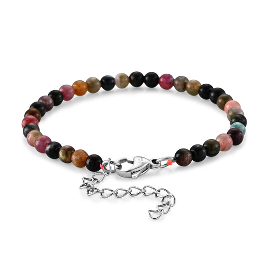 Mehrfarbiges-Turmalin Armband ca. 18 cm 316L Edelstahl ca. 30.00 ct