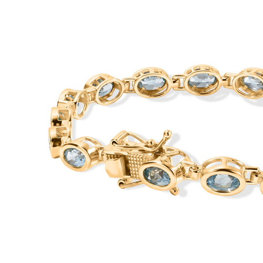 EverTrue AAA blauer Zirkon 19cm Armband, 950 Kupfer mit Gelbgold E-Beschichtung - 13,79 ct.