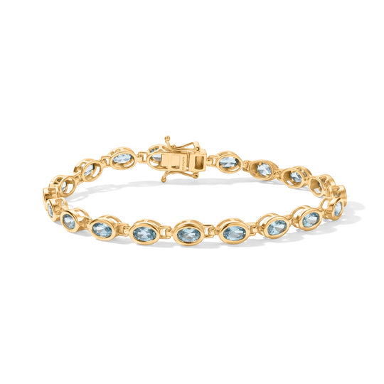 EverTrue AAA blauer Zirkon 19cm Armband, 950 Kupfer mit Gelbgold E-Beschichtung - 13,79 ct.