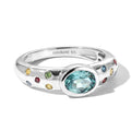 LUXURIANT AA blauer Zirkon und mehrfarbiger Labor Diamant Ring, 925 Silber rhodiniert - 1,36 ct.