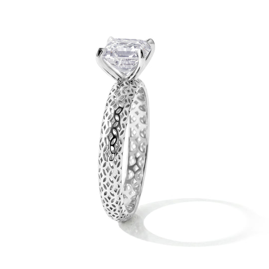 D'Joy Moissanit Ring 925 Silber Rhodiniert (Größe 20.00) ca. 1,90 ct