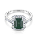 D'Joy AA Smaragd, Moissanit Ring 925 Silber Rhodiniert (Größe 17.00) ca. 1,93 ct