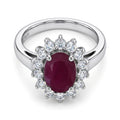 LUXURIANT- AA Burmesischer Rubin, Lab Grown Diamant Ring 925 Silber Rhodiniert (Größe 17.00) ca. 2.92 ct