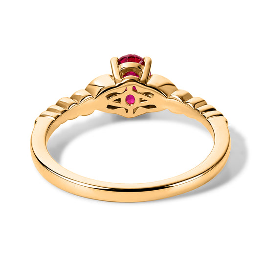 LUXURIANT - AAA Lab Grown Rubin, Weißer Zirkon Ring 925 Silber Gold (Größe 19.00) ca. 0,72 ct