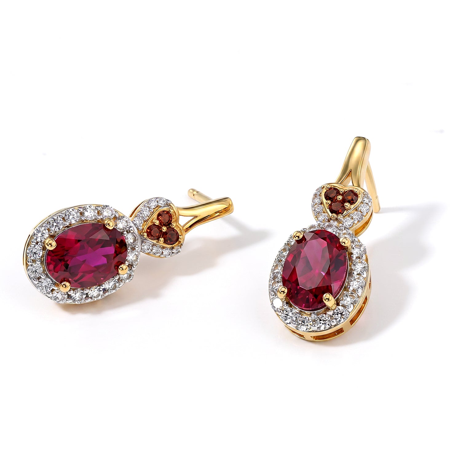 LUXURIANT - AAA Lab Grown Rubin, Mosambik Granat Ohrringe 925 Silber Gold ca. 4.33 ct