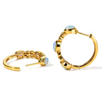 D'Joy AA Natürlicher, äthiopischer Welo Opal, Weißer Zirkon Ohrringe 925 Silber 750 Gelbgold vermeil ca. 2,75 ct.