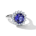 Rhapsody AAAA Tansanit, Weißer Diamant Ring 950 Platin (Größe 17.00) ca. 4,97 ct