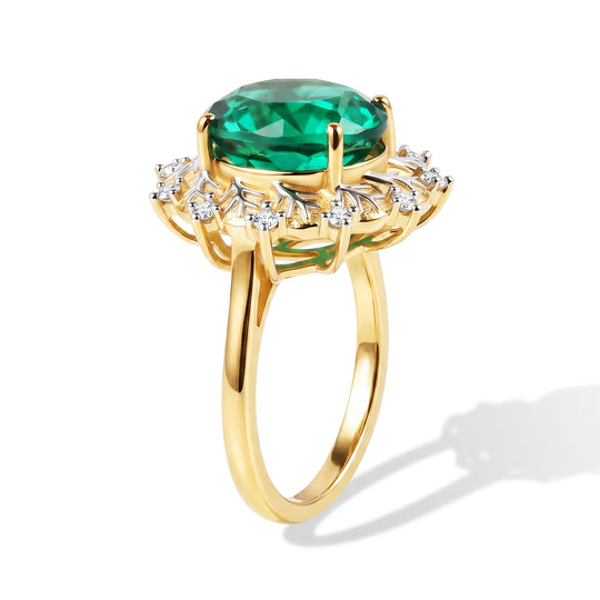 D'Joy Pfau Quarz Triplette, Weißer Zirkon Ring 925 Silber Rhodiniert und 750 Gelbgold Vermeil (Größe 21.00) ca. 5,43 ct