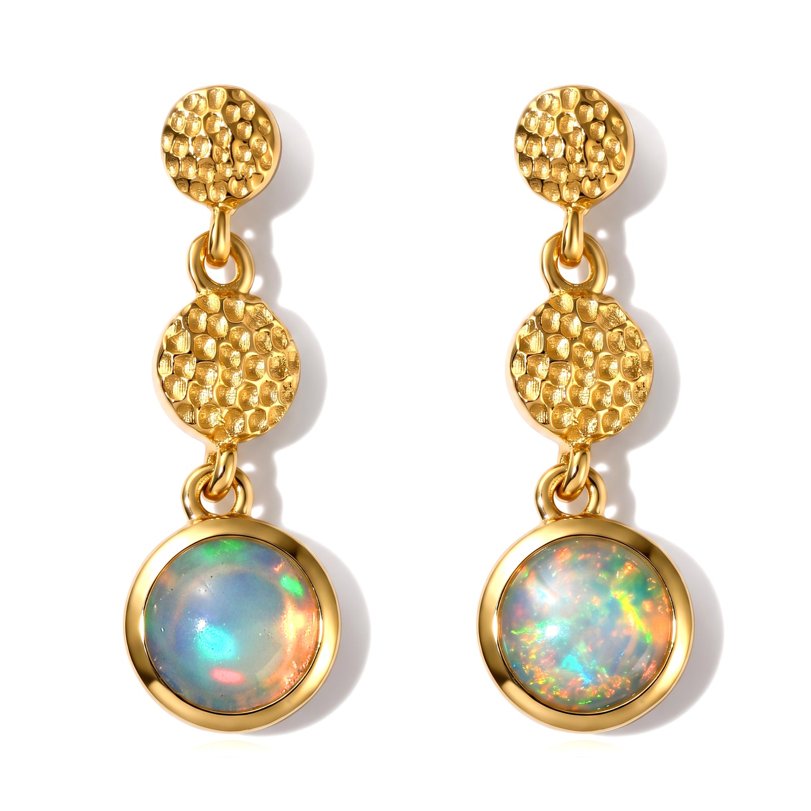 D'Joy AA Natürlicher, äthiopischer Welo Opal Ohrringe 925 Silber 585 Vergoldet ca. 1,02 ct.