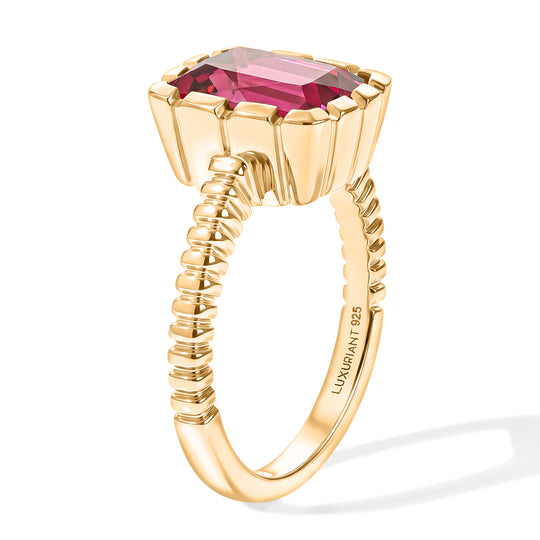 LUXURIANT - AAA Lab Grown Rubin Ring 925 Silber 750 Gelbgold vermeil (Größe 21.00) ca. 4,75 ct