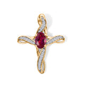 LUXURIANT DIAMOND - AAA Lab Grown Rubin, Weißer Zirkon Anhänger 925 Silber Gold ca. 0,83 ct.