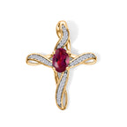 LUXURIANT DIAMOND - AAA Lab Grown Rubin, Weißer Zirkon Anhänger 925 Silber Gold ca. 0,83 ct.