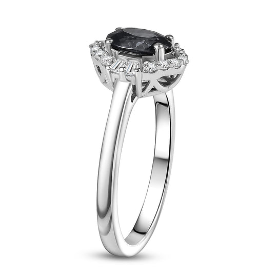 D'Joy AA Platin-Spinell, Moissanit AGI zertifiziert Ring 925 Silber Rhodiniert (Größe 19.00) ca. 1,21 ct