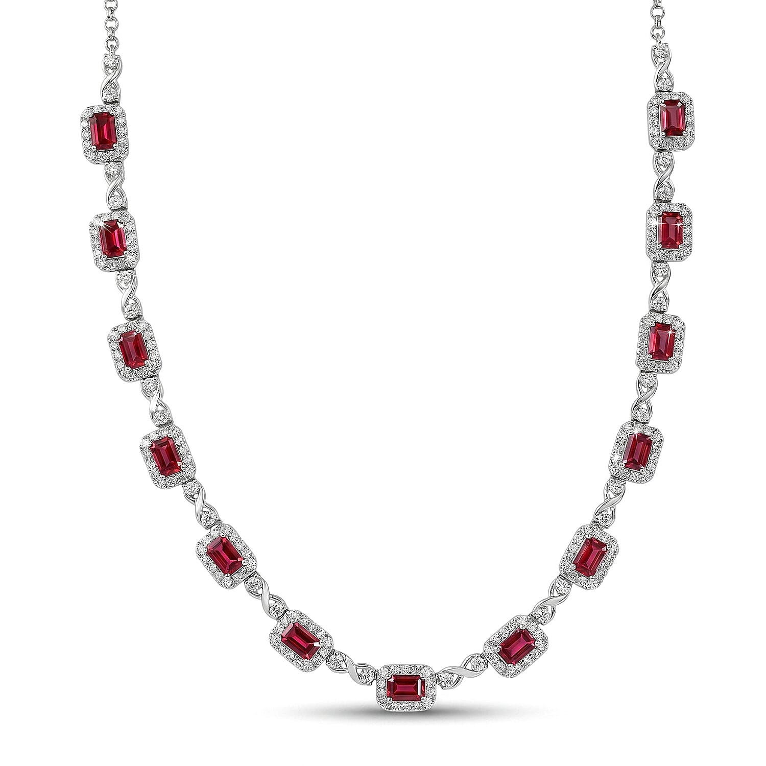 D'Joy AA Farbwechsel Granat, Moissanit AGI zertifiziert Halskette ca. 45 cm 925 Silber Rhodiniert ca. 13,50 ct.