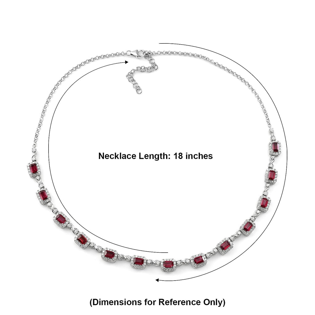 D'Joy AA Farbwechsel Granat, Moissanit AGI zertifiziert Halskette ca. 45 cm 925 Silber Rhodiniert ca. 13,50 ct.