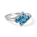 D'Joy Neon Apatit, Weißer Diamant Ring 925 Silber Platiniert (Größe 17.00) ca. 0,80 ct