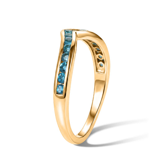 D'Joy Neon Apatit Wishbone Ring, 925 Silber vergoldet - 0,63 ct.