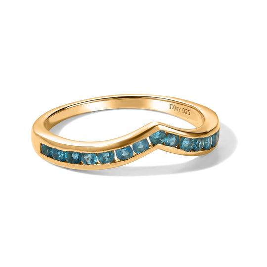 D'Joy Neon Apatit Wishbone Ring, 925 Silber vergoldet - 0,63 ct.