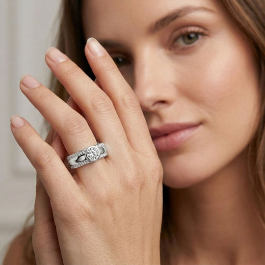 LUXURIANT SGL zertifizierter SI-GH Labor Diamant Ring, 925 Silber rhodiniert - 0,51 ct.