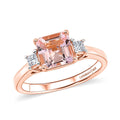LUXURIANT DIAMOND - AA Rosa Morganit, Lab Grown Diamant Ring 925 Silber 750 Roségold vermeil (Größe 16.50) ca. 1,90 ct