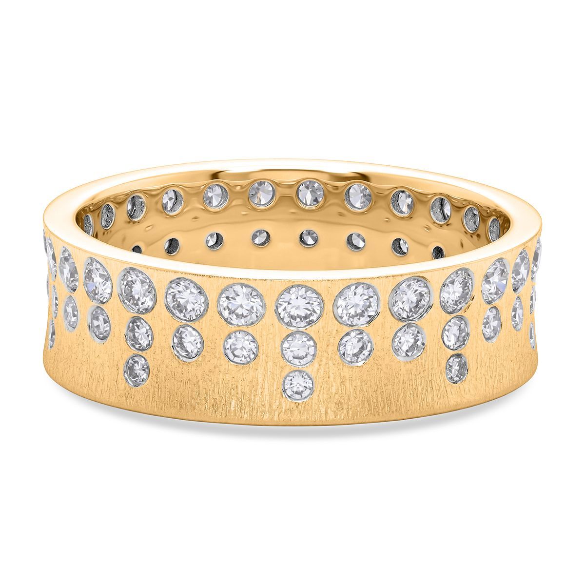 LUXURIANT SGL zertifizierter SI-GH Labor Diamant strukturierter Bandring, 925 Silber 750 Gelbgold Vermeil - 1 ct.