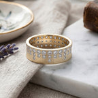 LUXURIANT SGL zertifizierter SI-GH Labor Diamant strukturierter Bandring, 925 Silber 750 Gelbgold Vermeil - 1 ct.