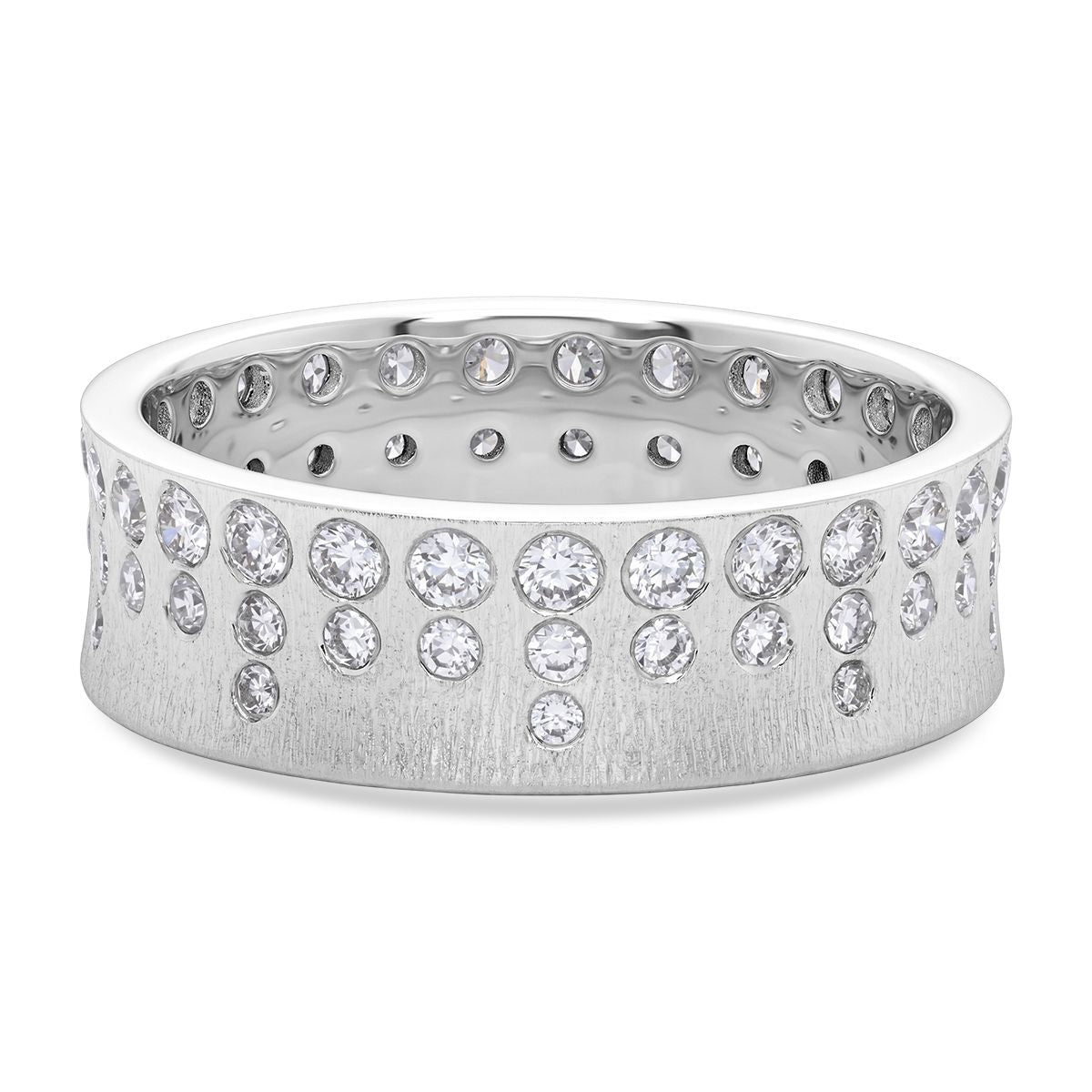 LUXURIANT SGL zertifizierter SI-GH Labor Diamant strukturierter Bandring, 925 Silber rhodiniert - 1 ct.