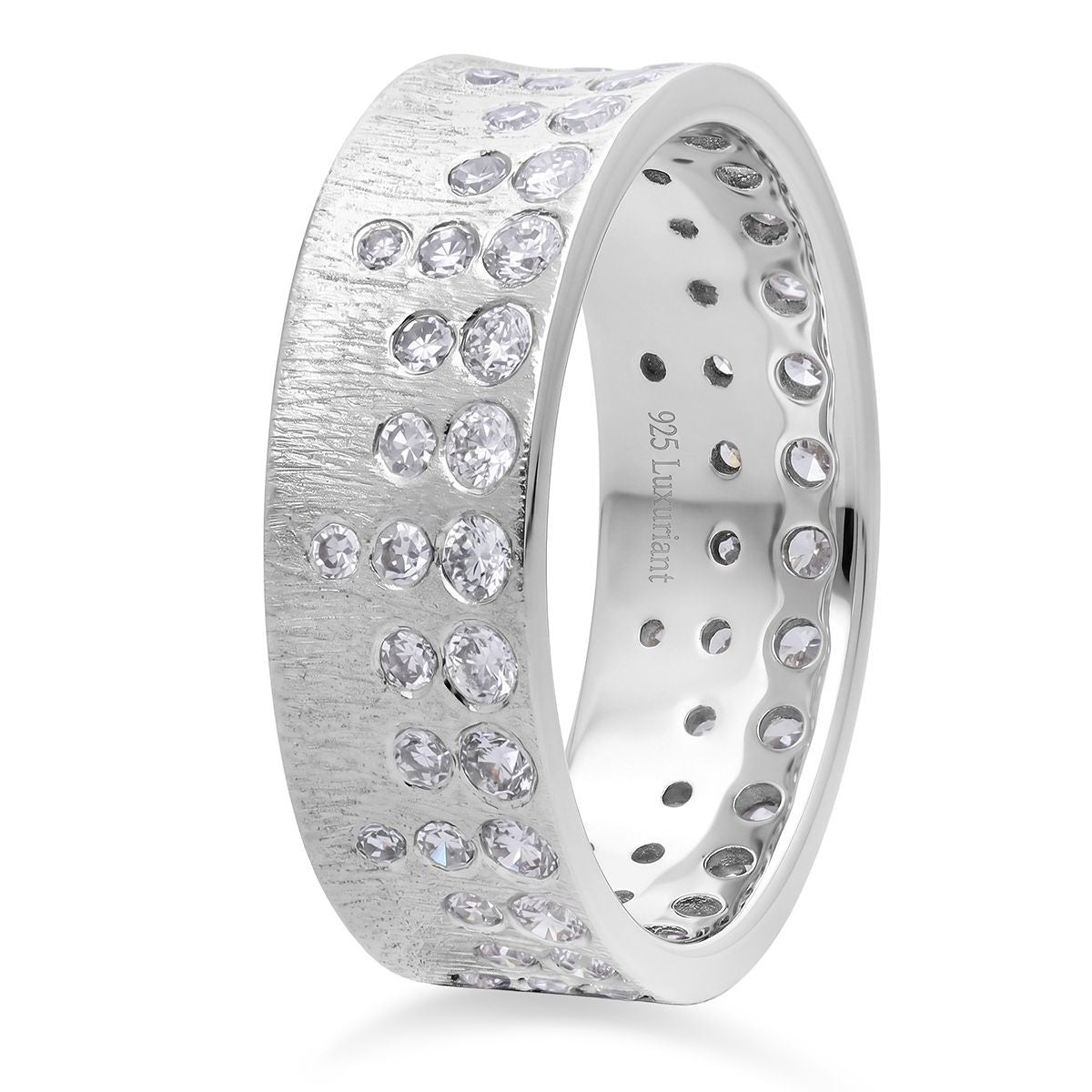 LUXURIANT SGL zertifizierter SI-GH Labor Diamant strukturierter Bandring, 925 Silber rhodiniert - 1 ct.