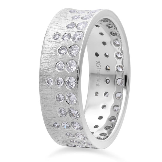LUXURIANT SGL zertifizierter SI-GH Labor Diamant strukturierter Bandring, 925 Silber rhodiniert - 1 ct.