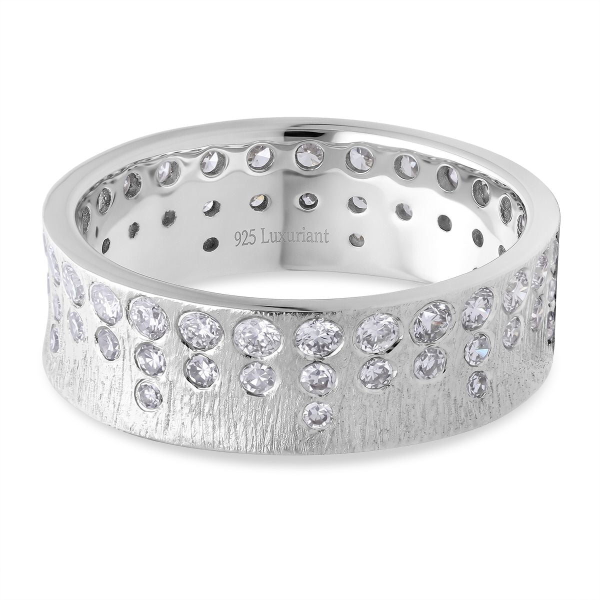 LUXURIANT SGL zertifizierter SI-GH Labor Diamant strukturierter Bandring, 925 Silber rhodiniert - 1 ct.