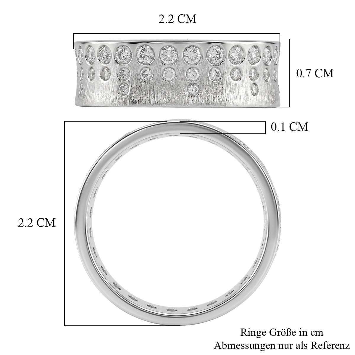 LUXURIANT SGL zertifizierter SI-GH Labor Diamant strukturierter Bandring, 925 Silber rhodiniert - 1 ct.