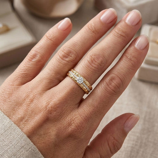 LUXURIANT SI-GH Labor Diamant Ring, 925 Silber 750 Gelbgold Vermeil - 0,33 ct