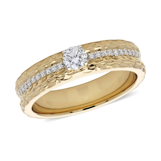 LUXURIANT SI-GH Labor Diamant Ring, 925 Silber 750 Gelbgold Vermeil - 0,33 ct
