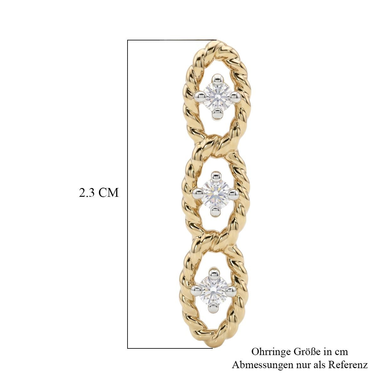 LUXURIANT SGL zertifizierte SI-GH Labor Diamant Trilogie Ohrringe, 925 Silber 750 Gelbgold Vermeil - 0,25 ct.