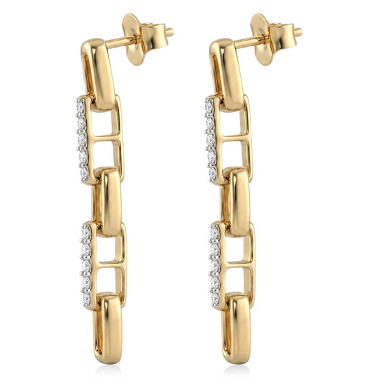 LUXURIANT SGL zertifizierte SI-GH Labor Diamant Ohrringe, 925 Silber 750 Gelbgold Vermeil - 0,26 ct.