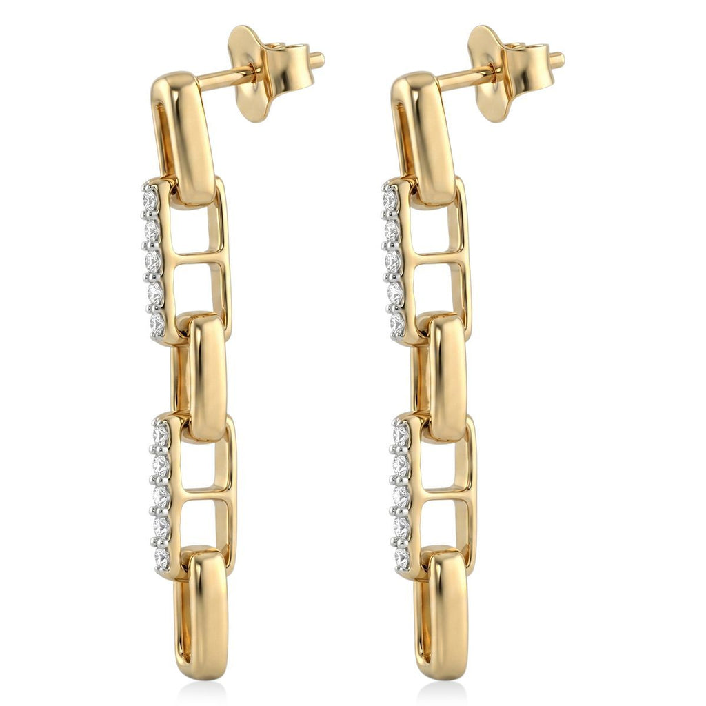 LUXURIANT SGL zertifizierte SI-GH Labor Diamant Ohrringe, 925 Silber 750 Gelbgold Vermeil - 0,26 ct.
