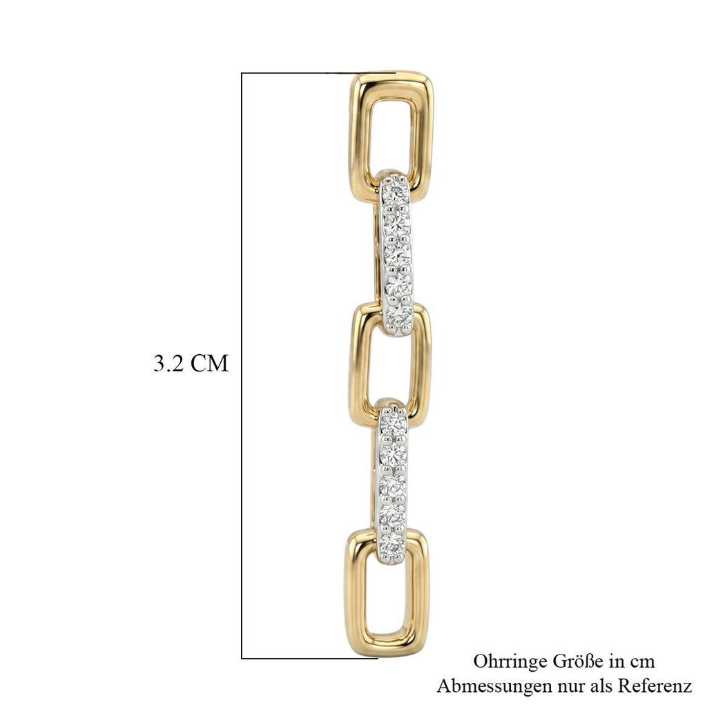 LUXURIANT SGL zertifizierte SI-GH Labor Diamant Ohrringe, 925 Silber 750 Gelbgold Vermeil - 0,26 ct.