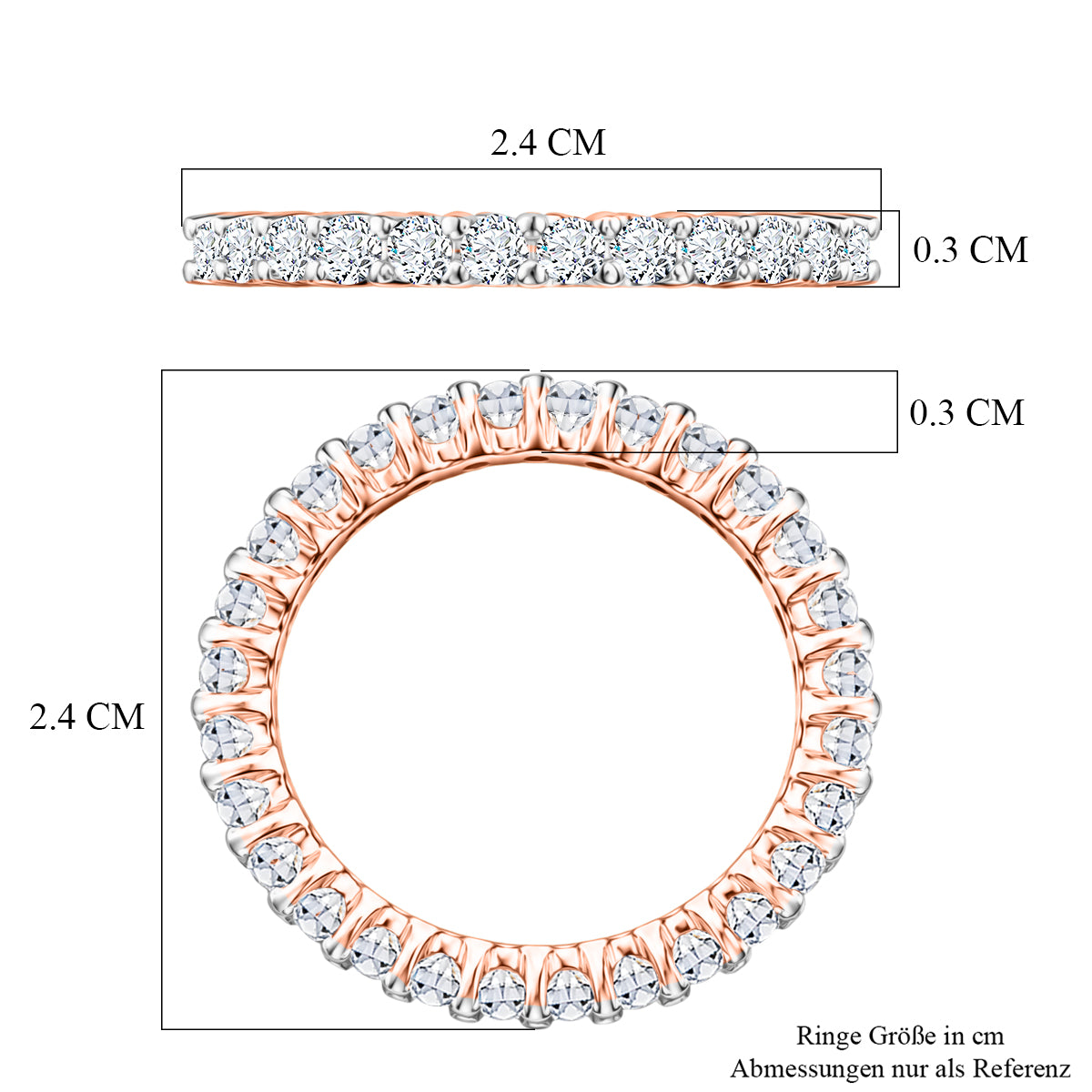 LUXURIANT DIAMOND - Lab Grown Diamant SI-GH Ring 925 Silber 750 Roségold vermeil (Größe 20.00) ca. 0,99 ct
