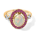 D'Joy AAA Natürlicher, äthiopischer Welo Opal, Afrikanischer Rubin (Fissure gefüllt) Ring 925 Silber 585 Vergoldet (Größe 17.00) ca. 2,25 ct