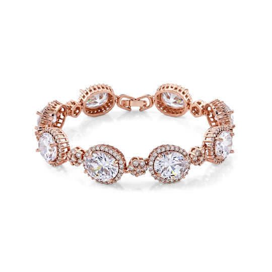 Zirkonia Armband, 19cm, Messing vergoldet