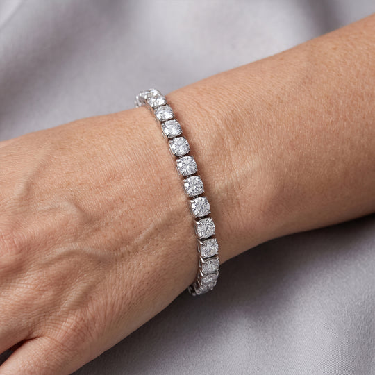 Weißes Zirkonia 19cm Armband, Messing rosévergoldet