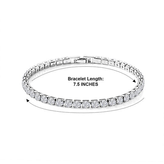 Weißes Zirkonia 19cm Armband, Messing rosévergoldet