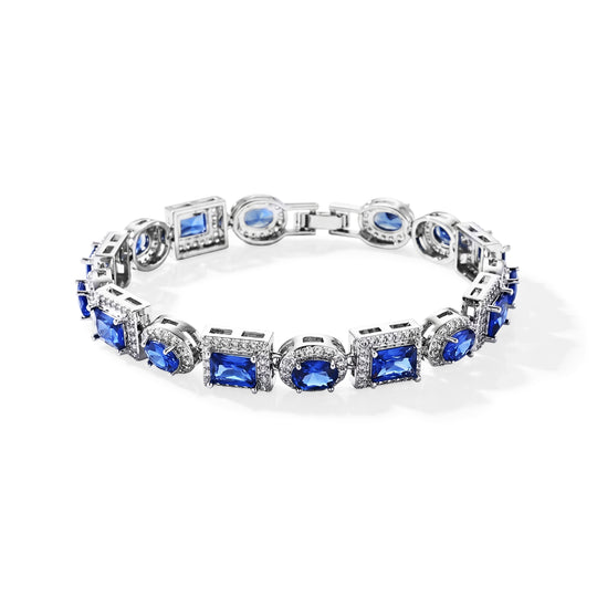 Grüner Kristall, Weißer Zirkonia Armband ca. 19 cm Nickelfreies Messing